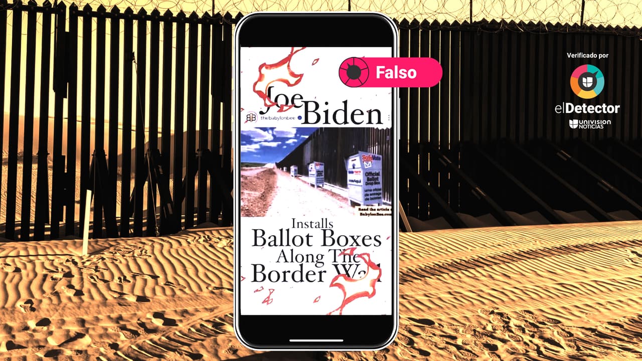 Biden no puso urnas de votación en la frontera: es una imagen de una web humorística