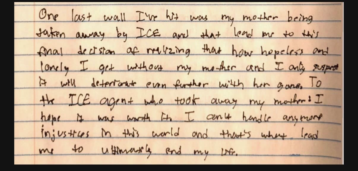 Fragmento de la carta póstuma que Samuel dejó a su familia.
