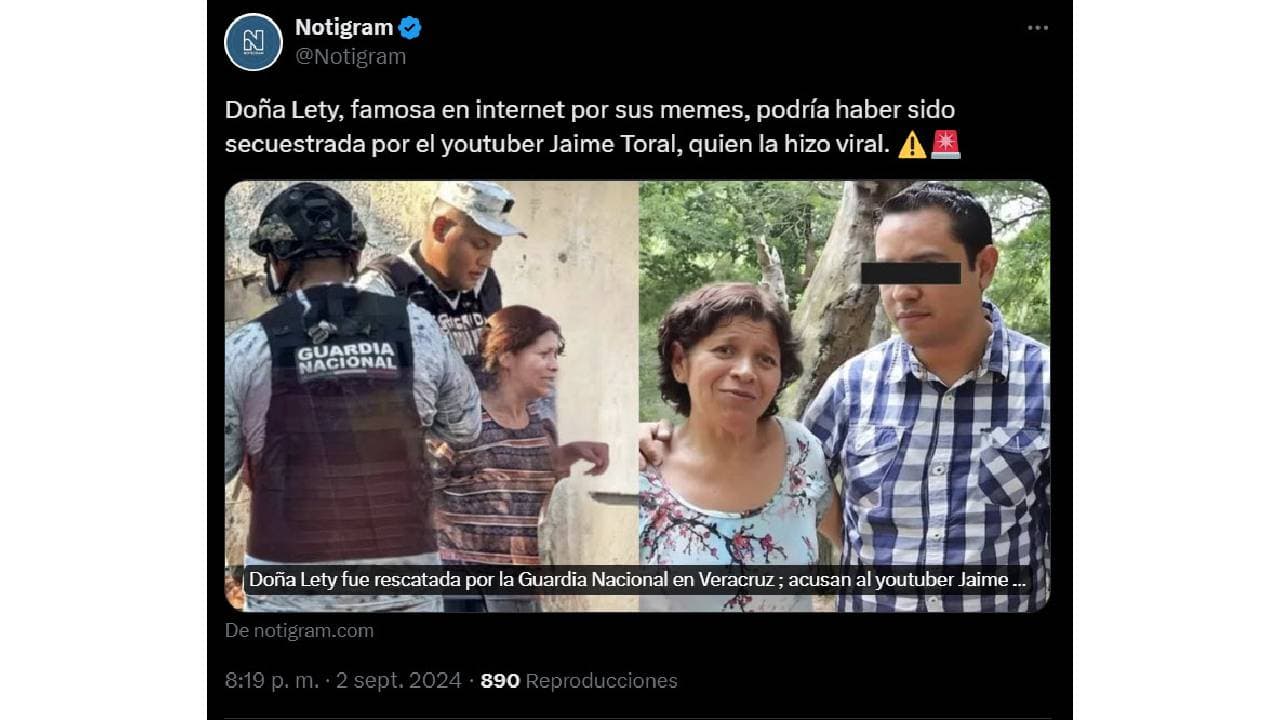 Doña Lety fue rescatada.