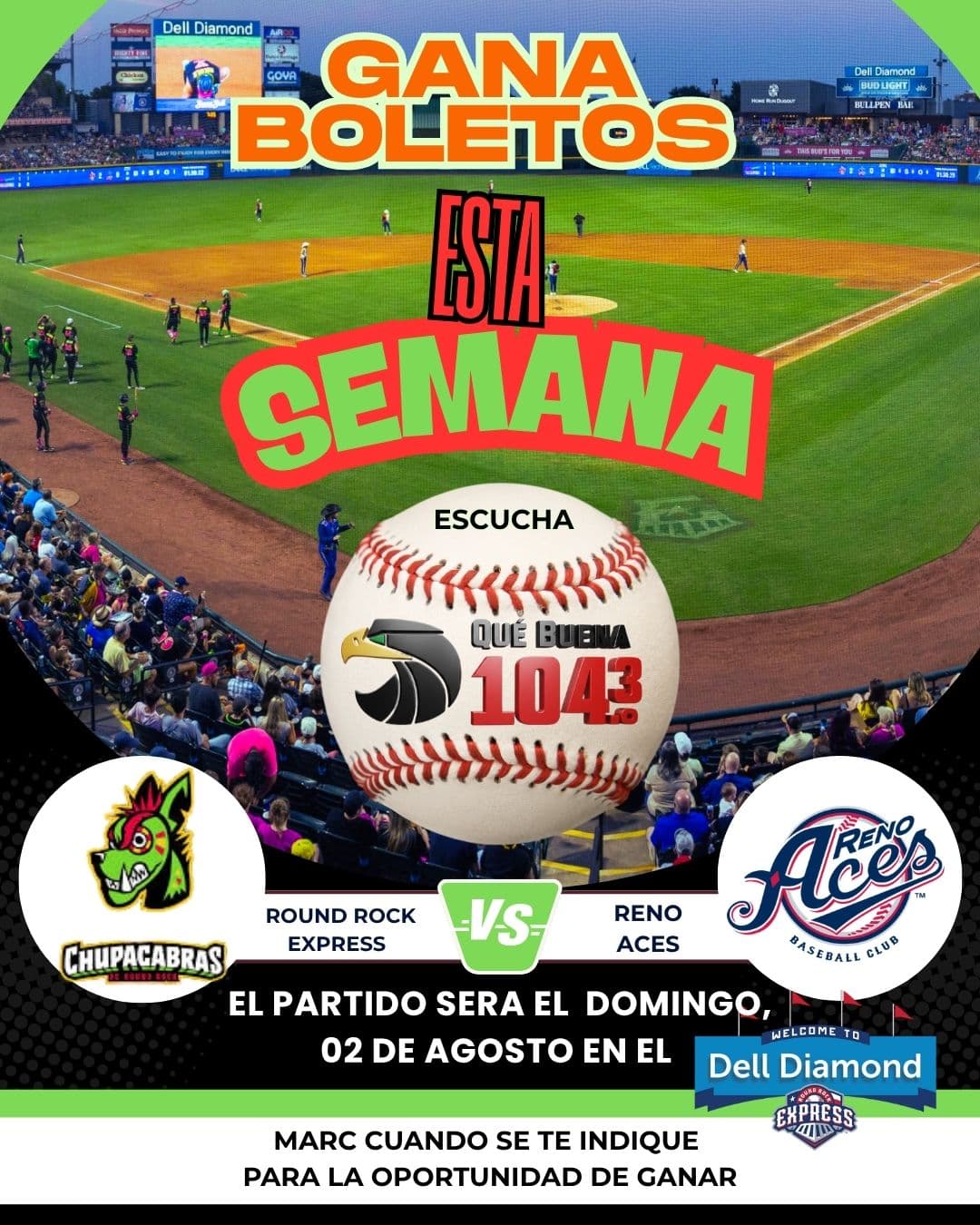 🏟️🦇 ¡Vive una noche única con los Round Rock Chupacabras! ⚾🔥