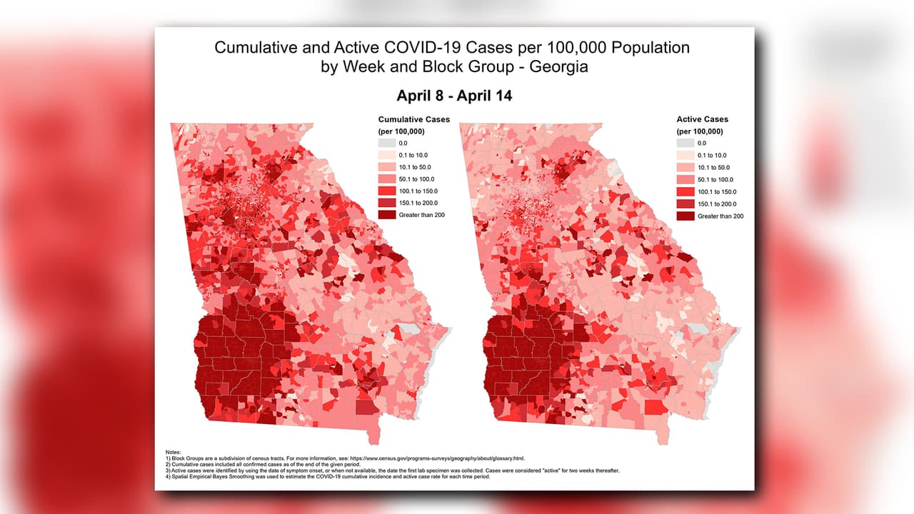 Semana 1: Del 08 de abril al 14 de abril. En ocho semanas se han contabilizado 22,147 contagios de coronavirus en Georgia.