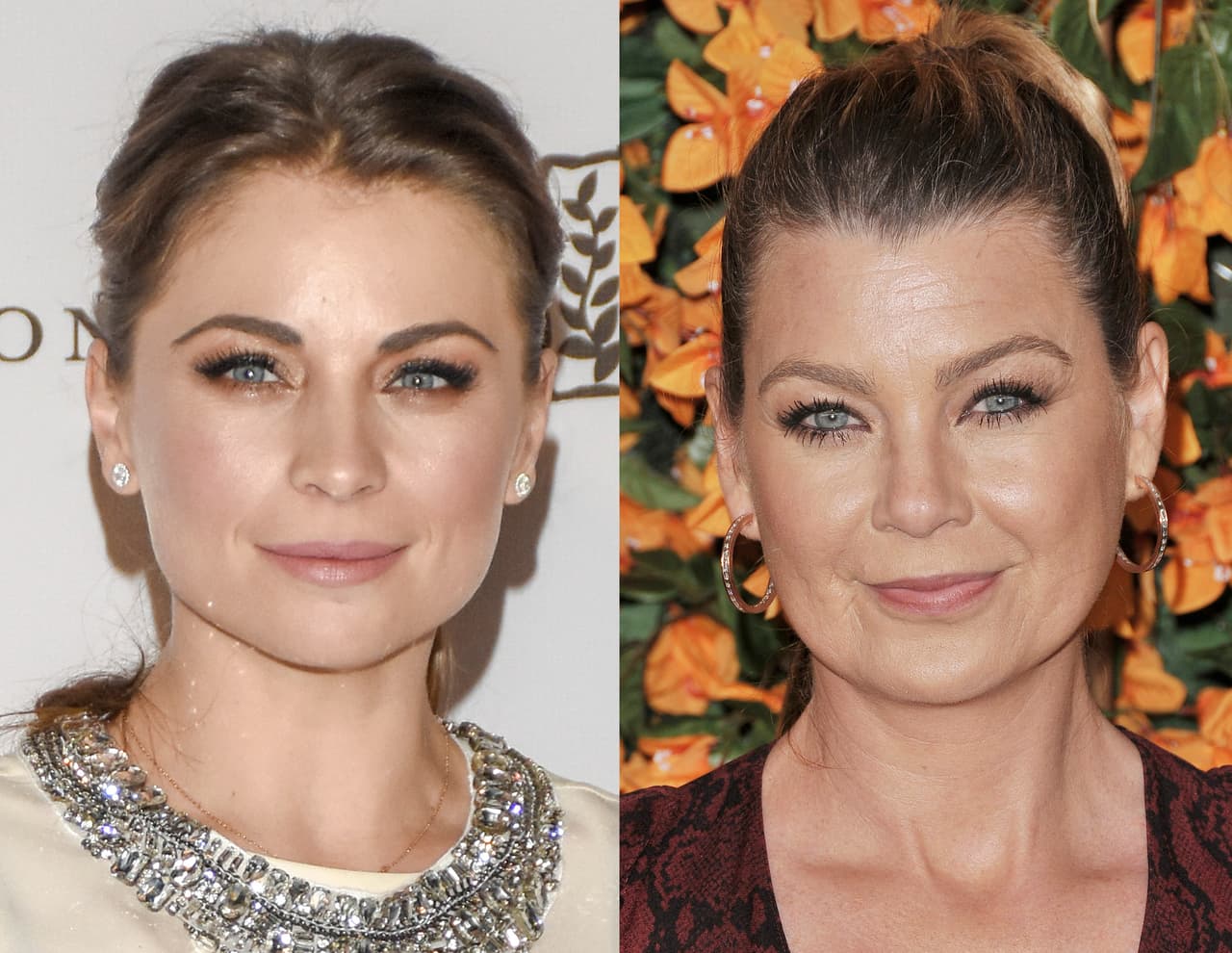 Ludwika Paleta, de 41 años, y Ellen Pompeo, 50, ostentan unos grandes ojos verdes que las hacen lucir todavía más parecidas. Las cejas arqueadas, la nariz y la sonrisa discreta confunden a cualquiera.