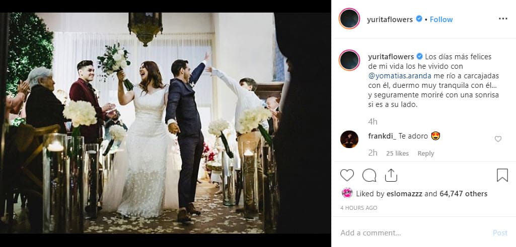 Luego de 10 años de noviazgo,
<b><a href="https://www.univision.com/famosos/yuridia-su-salto-al-estrellato-sus-amores-y-las-dificultades-que-ha-enfrentado-fotos">Yuridia y Matías Aranda</a> se convirtieron en marido y mujer</b>, así lo anunciaron en sus respectivas cuentas de Instagram.
<br>