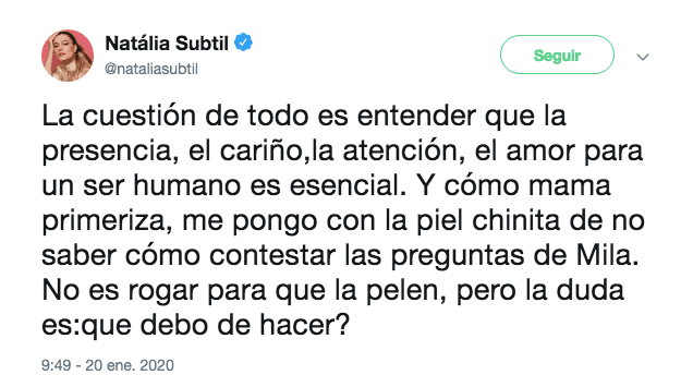 "La cuestión de todo es entender que la presencia, el cariño, la atención, el amor para un ser humano, es esencial", publicó.