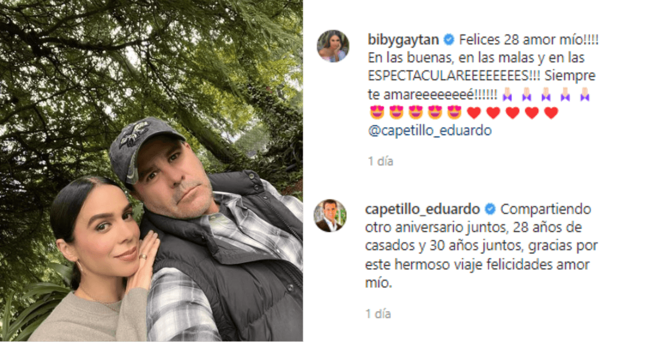 Así celebraron Eduardo Capetillo y Biby Gaytán su 28 aniversario de bodas