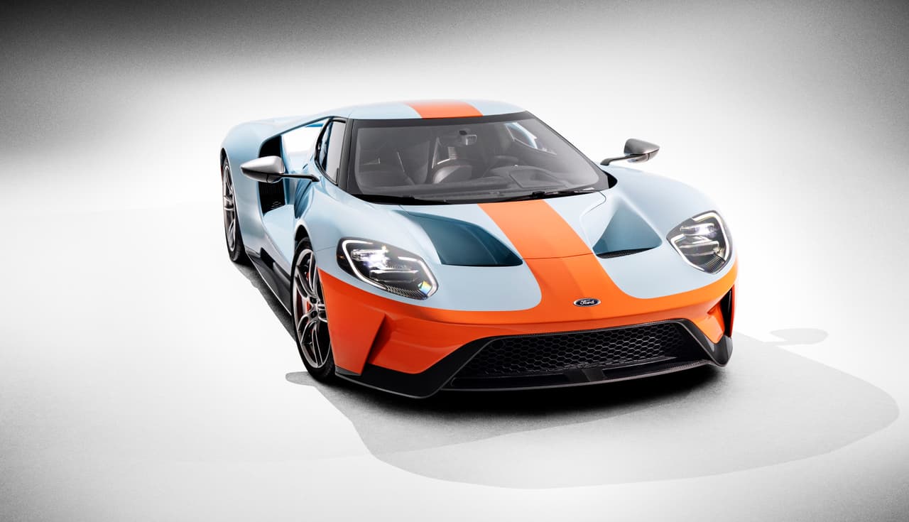 The new 2019 Ford GT Heritage Edition honors the legendary American Gulf Oil-sponsored Ford GT40 by featuring the most famous paint scheme in motorsports – plus a set of additional exclusive touches.