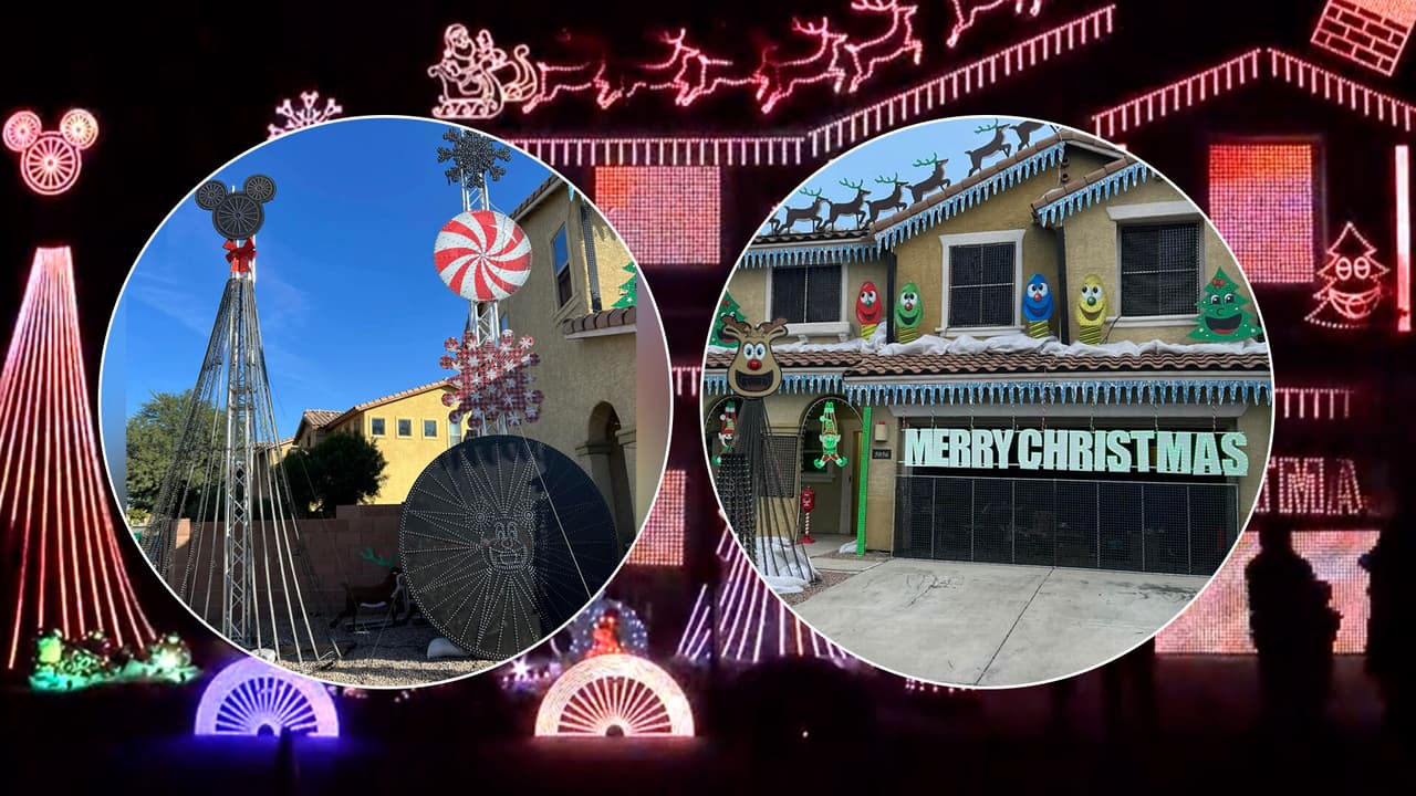 Familia hispana en Tucson viste su casa con 40,000 luces LED para celebrar la Navidad