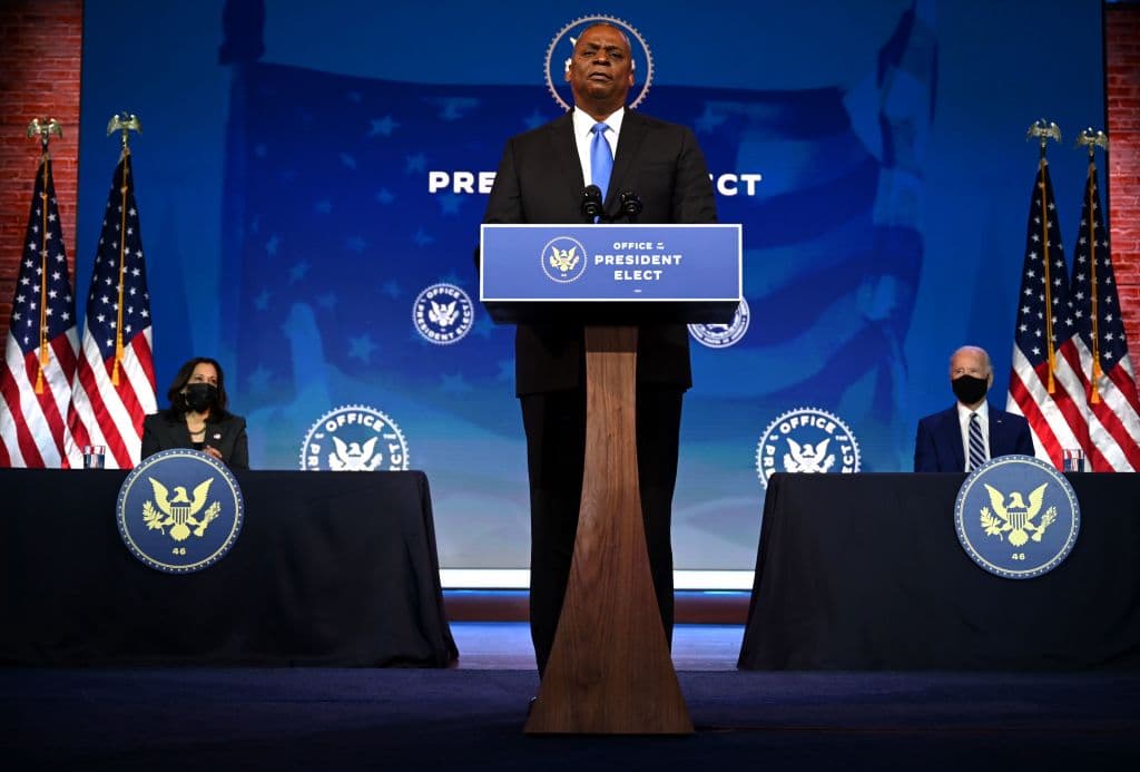 El general retirado Lloyd Austin durante su presentación como nominado a secretario de Defensa.