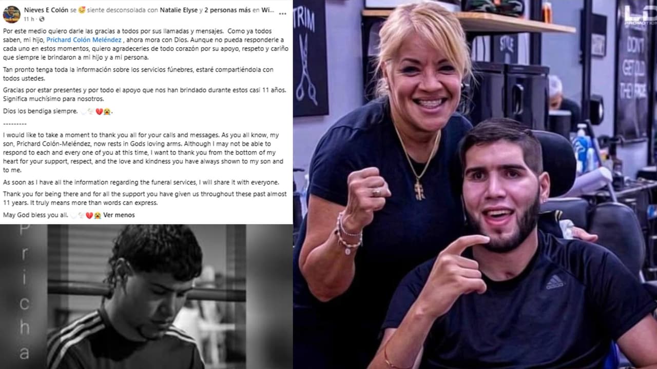 Mamá de Prichard Colón comparte mensaje tras la muerte de su hijo.