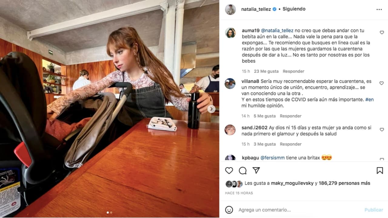 Natalia Téllez es criticada por no guardar cuarentena tras dar a luz