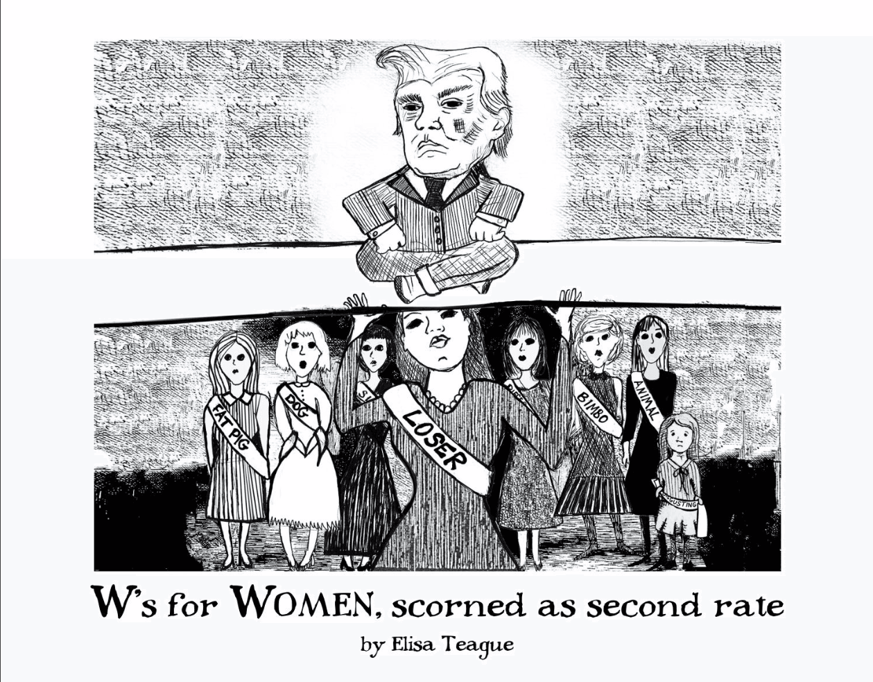 "Las mujeres serán menospreciadas como de segunda clase", dice una de las ilustraciones del libro.