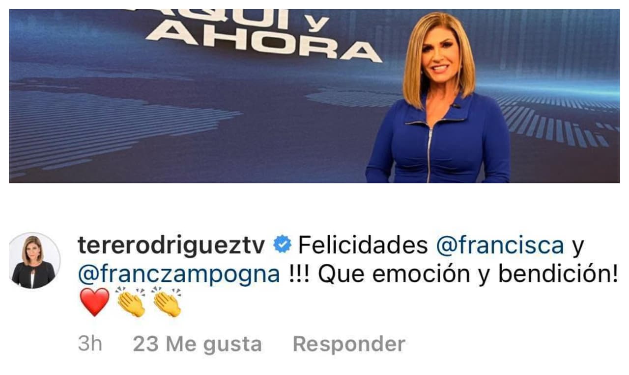 <b>Teresa Rodríguez</b> mandó sus buenos deseos a Francisca y a su esposo ante esta nueva "bendición".