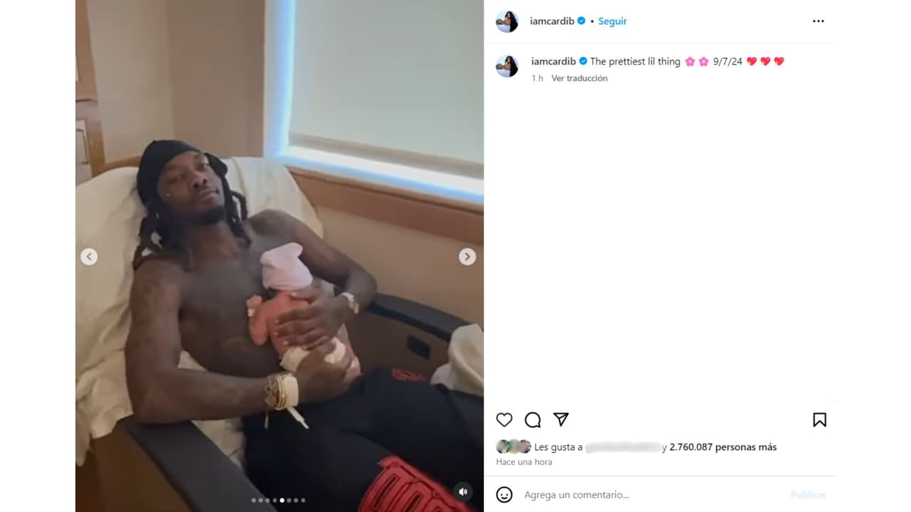 Offset estuvo al lado de la rapera durante el nacimiento de su tercer hijo.