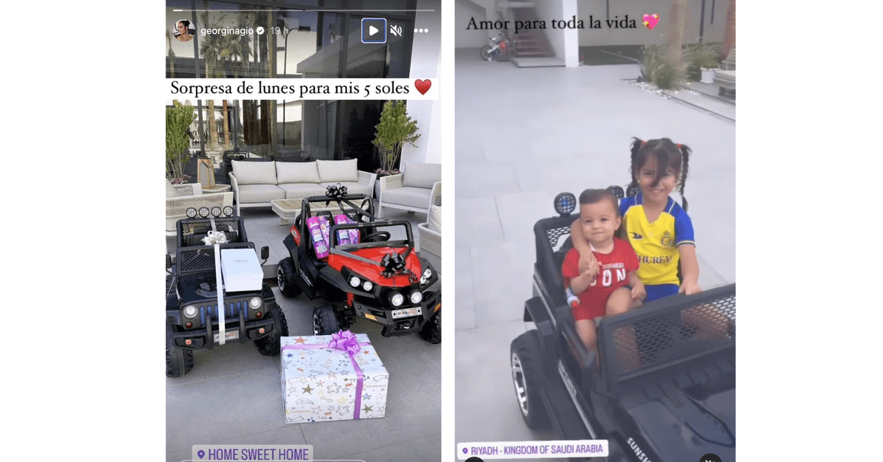 Bella Esmeralda disfrutó de un paseo con su hermana mayor en un coche eléctrico