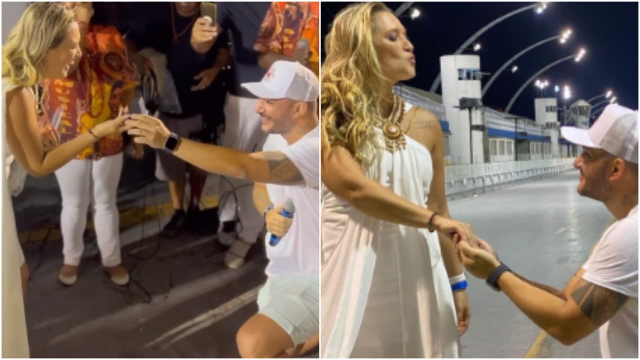 Ana Thais Matos foi pedida em casamento em pleno sambódromo: noivo mostrou o momento