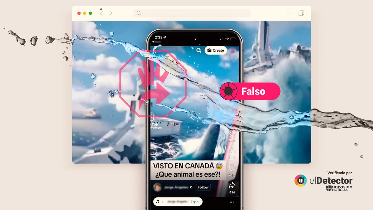 Es falso que un animal marino gigante atacó un barco en Canadá: ese video es una creación digital