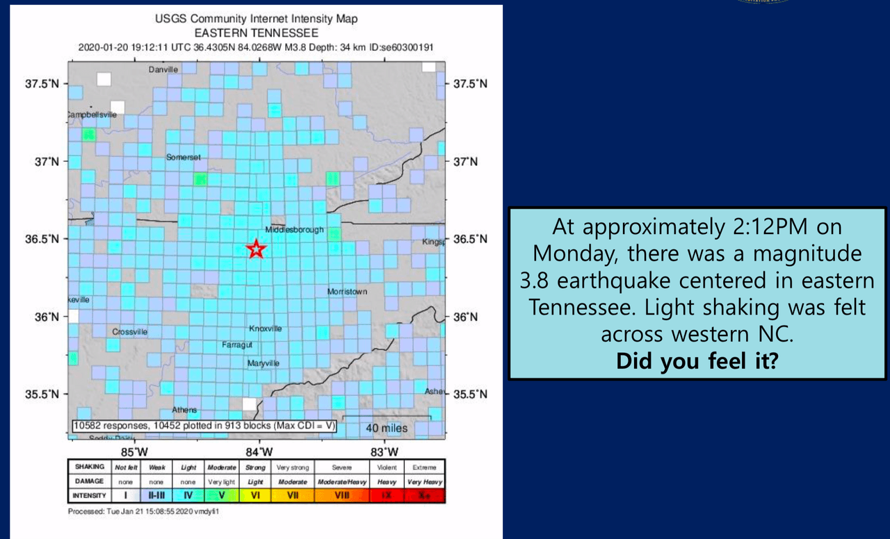 Sismo se siente levemente en Carolina del Norte