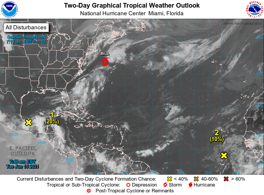 Tormenta tropical Bill gana fuerza en el Atlántico