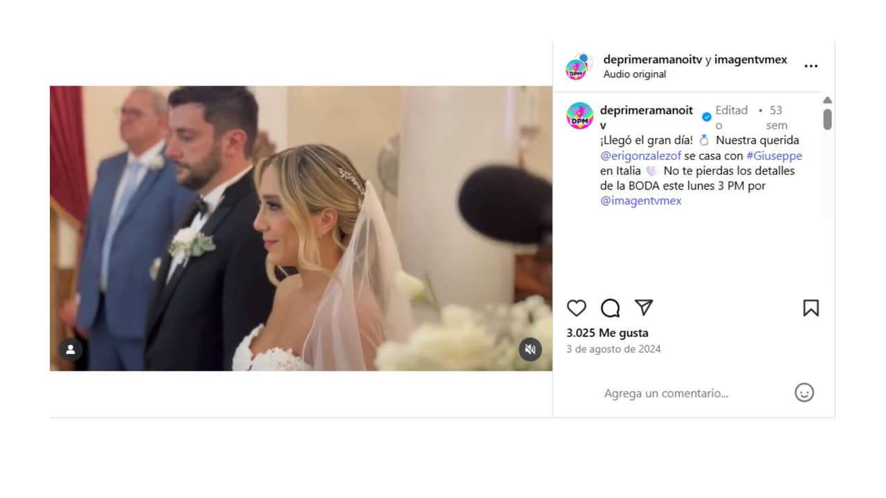 Así fue la boda de Érika González en Italia.