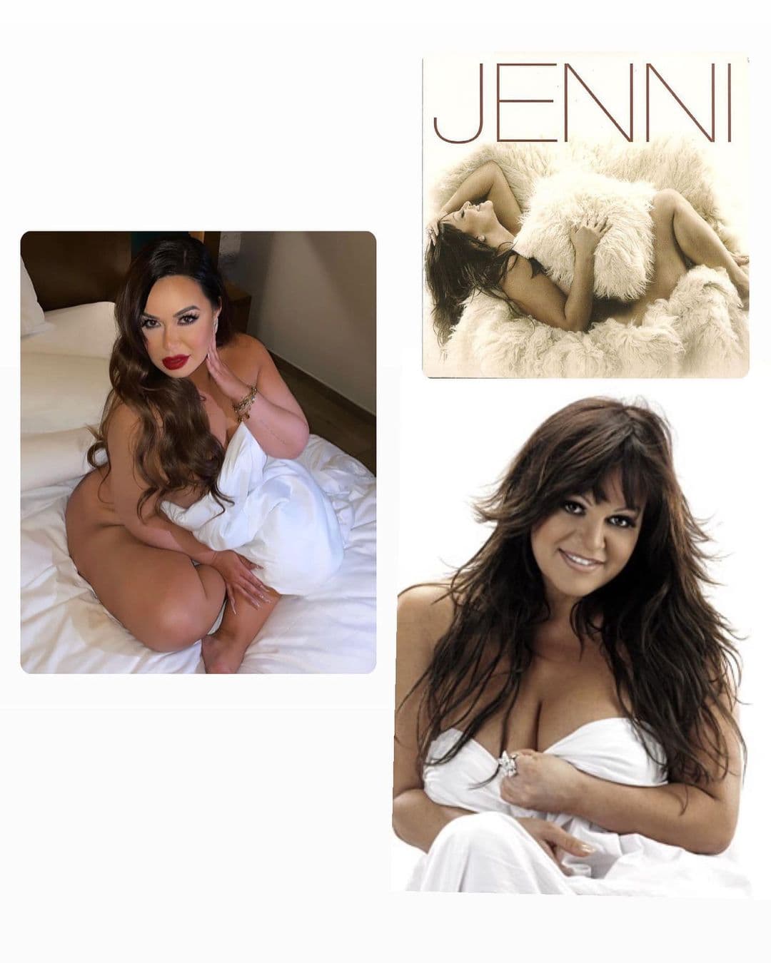 Jenni también salió tapándose con una sábana para el arte de su sencillo ‘Culpable o inocente’.