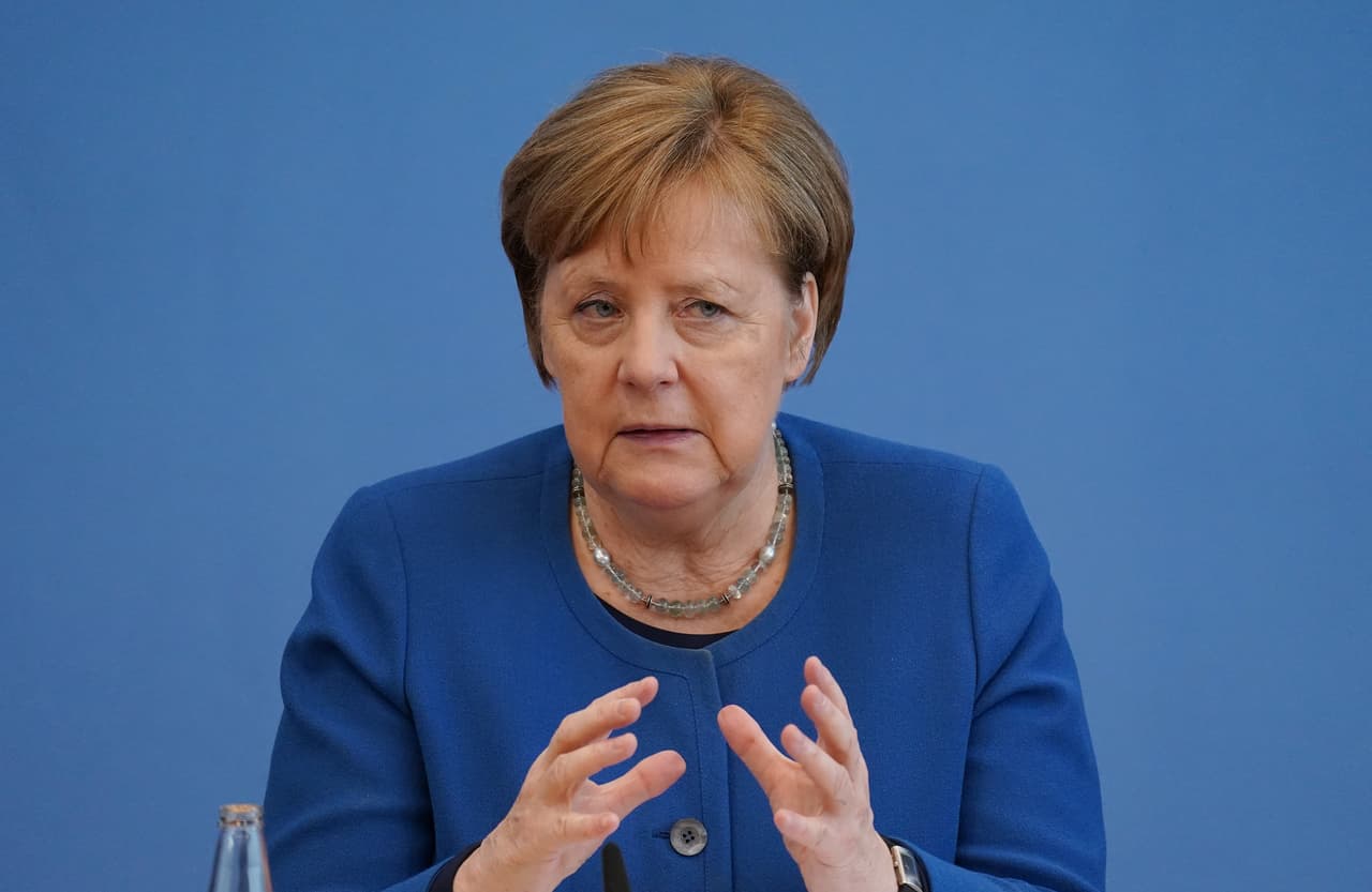 Angela Merkel en conferencia de prensa sobre el coronavirus, este miércoles.