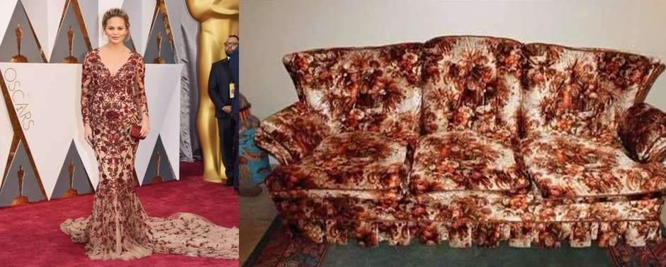 Pobre Chrissy Teigen la compararon con un sofá.