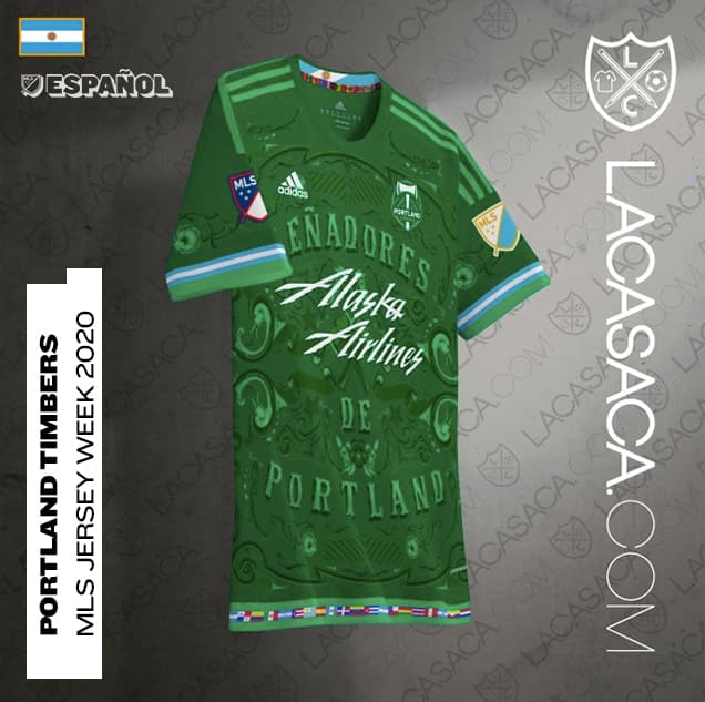 <b>Portland Timbers = Selección Argentina</b>
<br>El 'fileteado' es una forma de expresión plástica popular en Argentina. Es frecuente que los buses que recorren las principales ciudades del paíse estén decorados con esa vistosa técnica. Lo que hizo La Casaca fue en este caso 'filetear' la playera que lucen con orgullo jugadores como Diego Valeri y Sebastián Blanco.