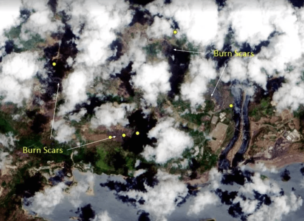 Imágenes de la NASA que muestran los incendios un día antes de que se produjeran los incendio.