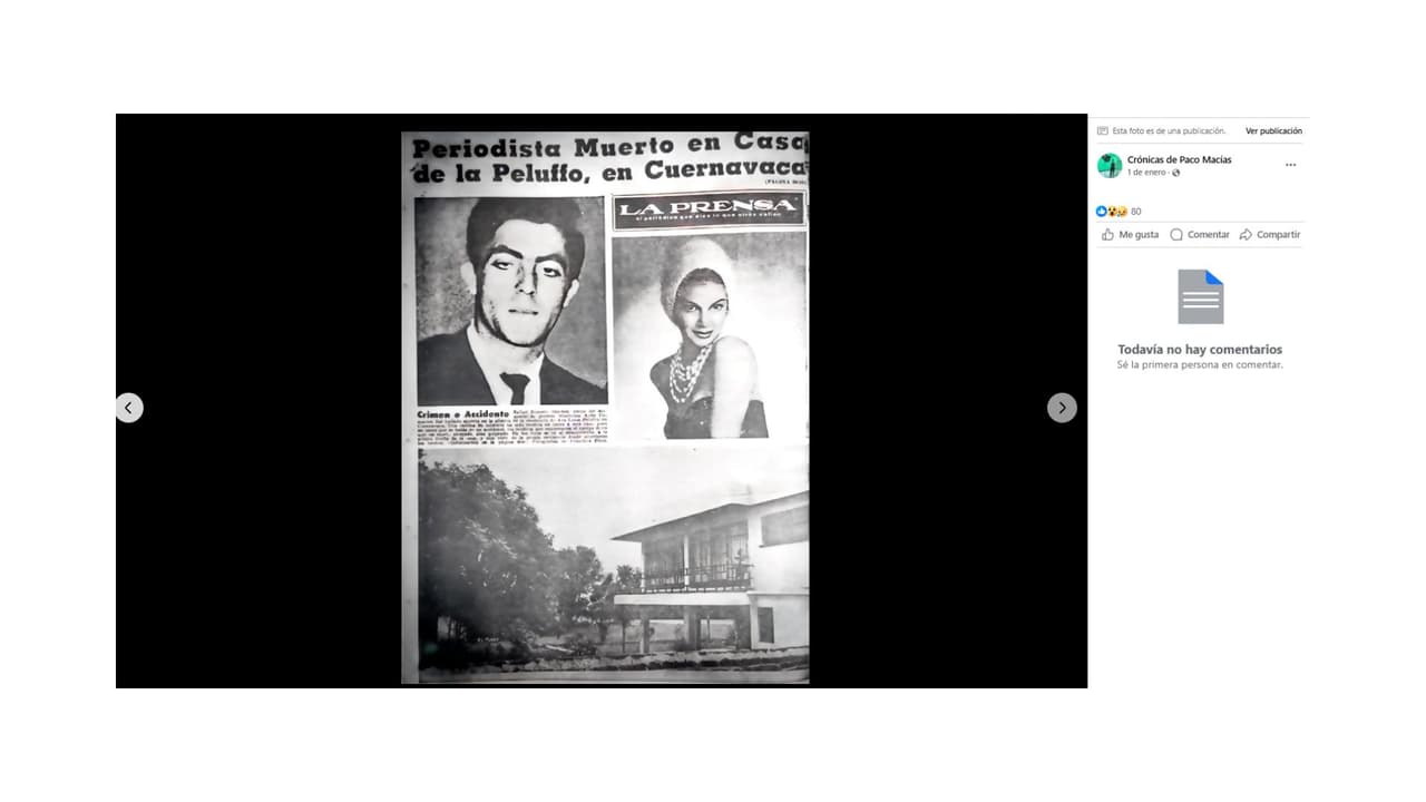 Un periodista murió en extrañas circunstancias en casa de Ana Luisa Peluffo en 1965.