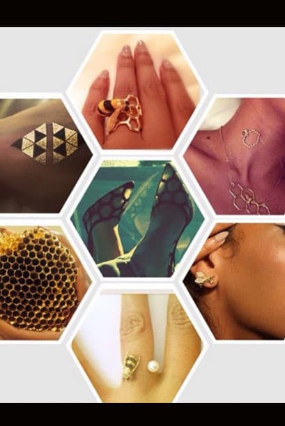 Beyoncé hasta tiene un juego de pendientes, anillo, collar y hasta zapatos con la temática de abejas.