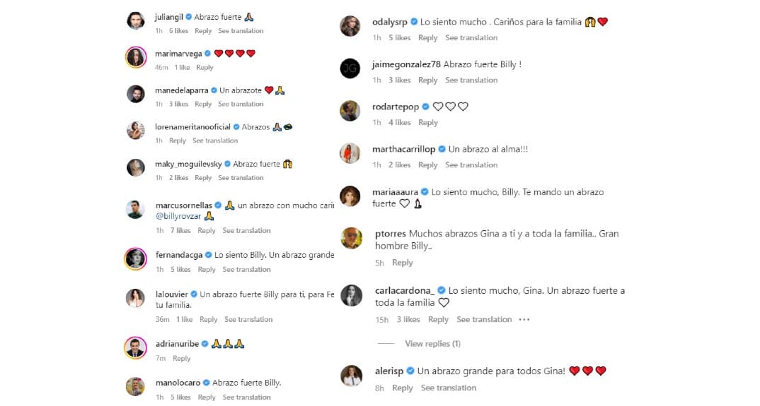 Famosos enviearon sus condolencias a la familia Rovzar.