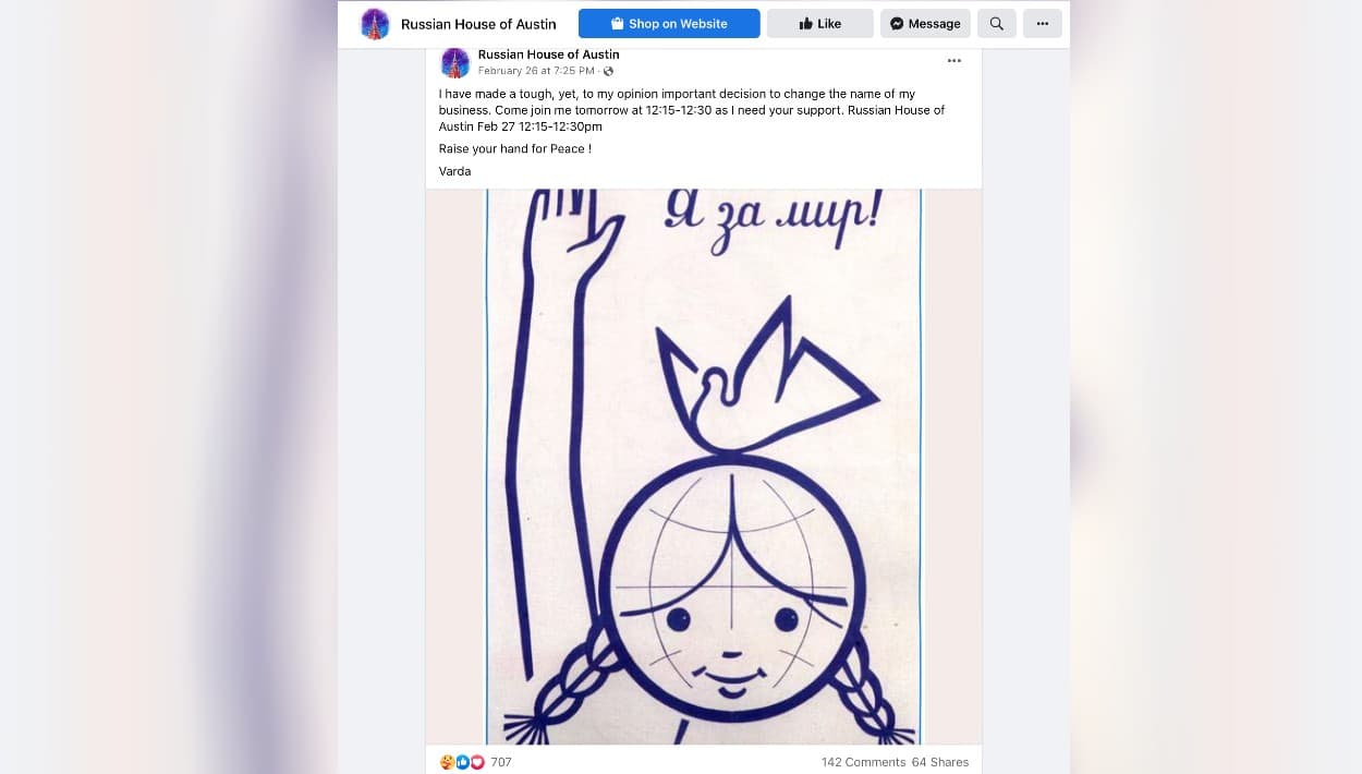 Con esta primera publicación, la dueña del Russian House advirtió la decisión que tomó para conservar el negocio. Poco después, ofreció mayores detalles.