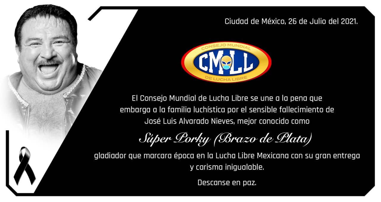 El Consejo Mundial de la Lucha Libre confirmó su partida y envió sus condolencias a amigos, seguidores y familiares.