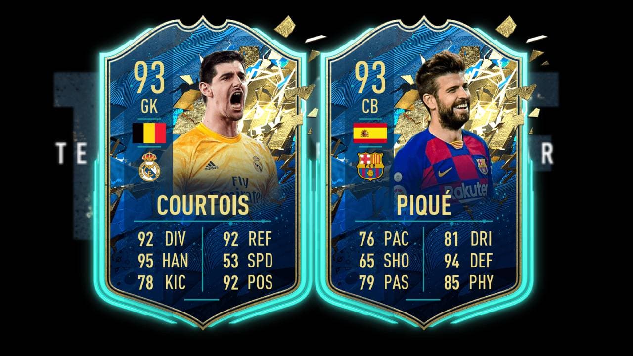 En el equipo de la temporada de la comunidad se incluye, de acuerdo con los votos de los fans, a los mejores futbolistas de todo el mundo que han recibido como máximo un artículo especial basado en el rendimiento en FUT 20. Piqué y Courtois comandan el equipo.