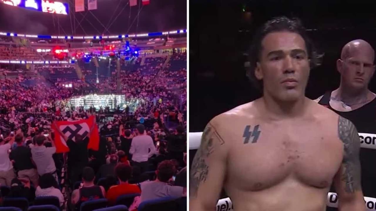 Hombre exhibe una bandera nazi en evento de artes marciales mixtas en Orlando