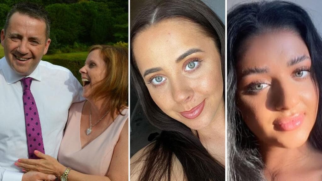 John Hunt junto a su esposa Carol. De lado derecho aparecen sus hijas, Hannah y Louise, quienes también murieron asesinadas.