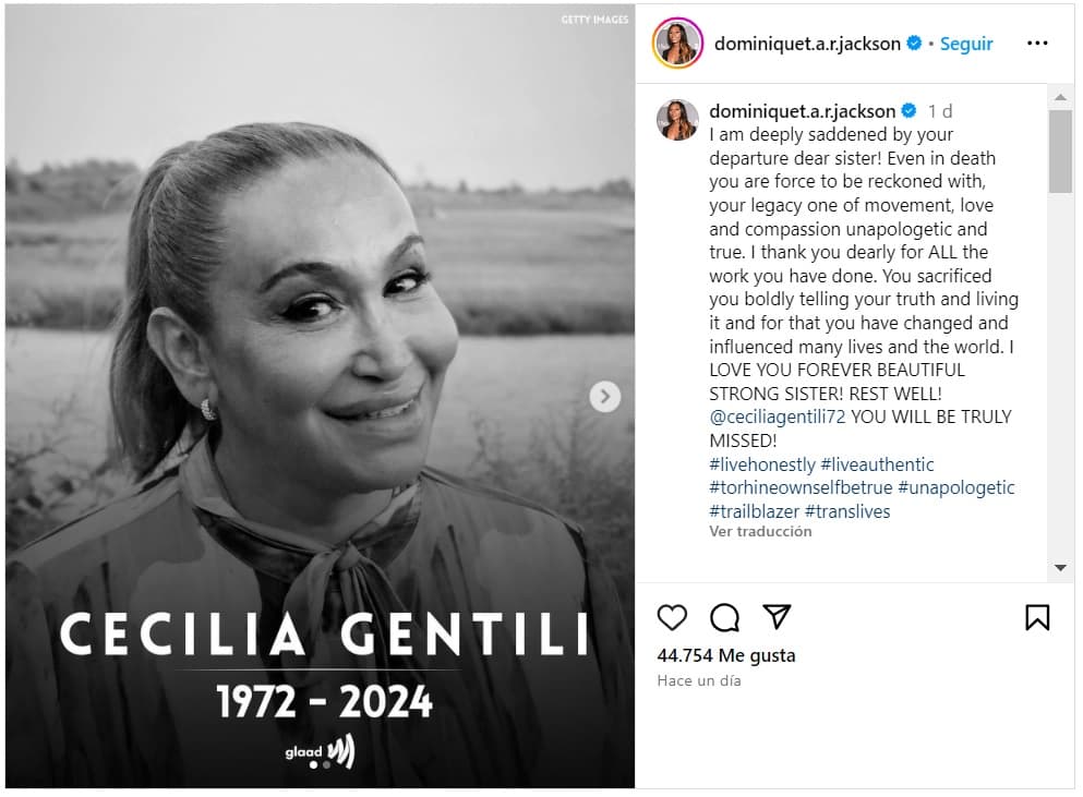Dominique Jackson se despidió de Cecilia Gentili.