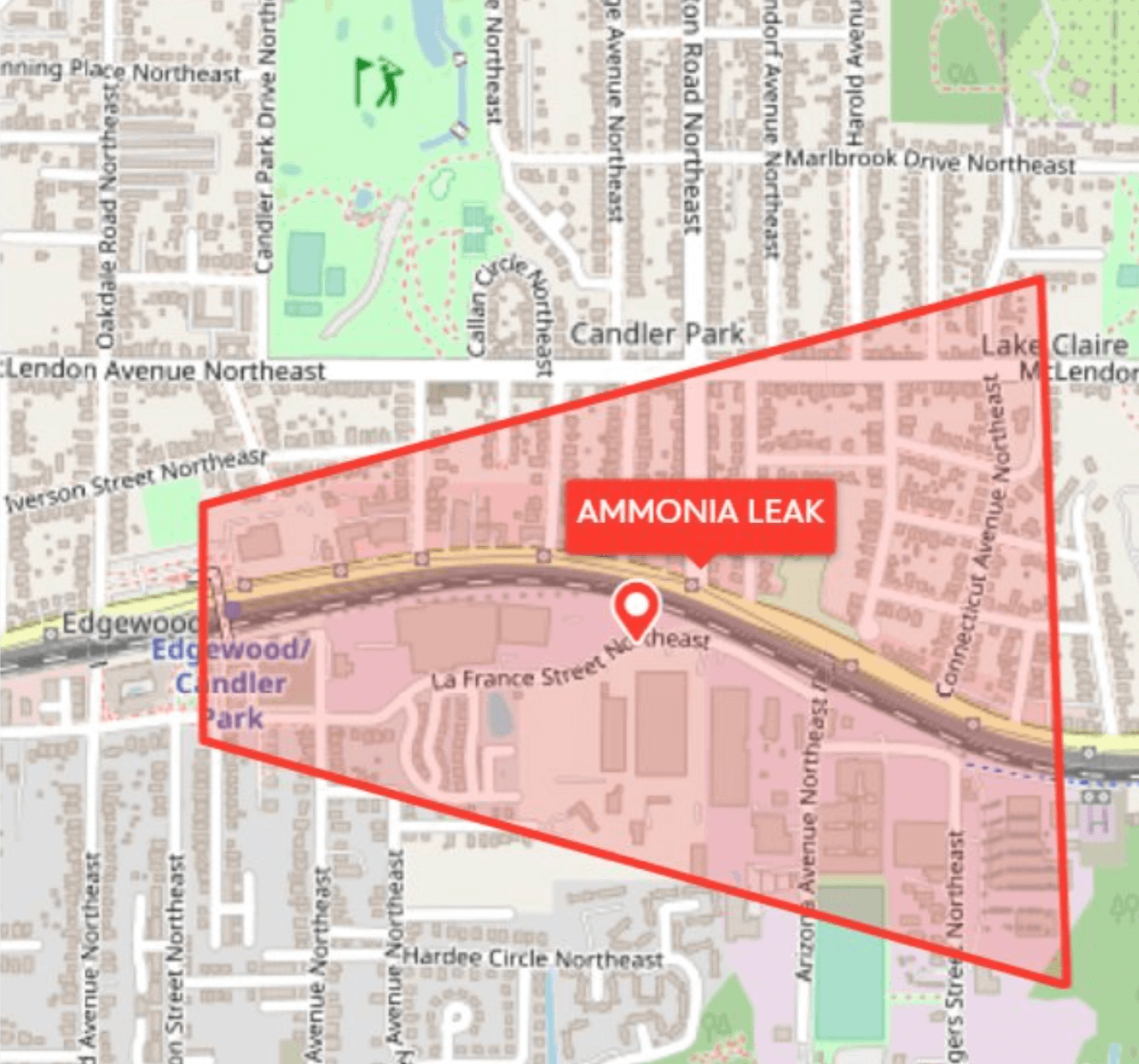 Piden a residentes de una zona en el noreste de Atlanta que no salgan debido a una fuga de amoniaco