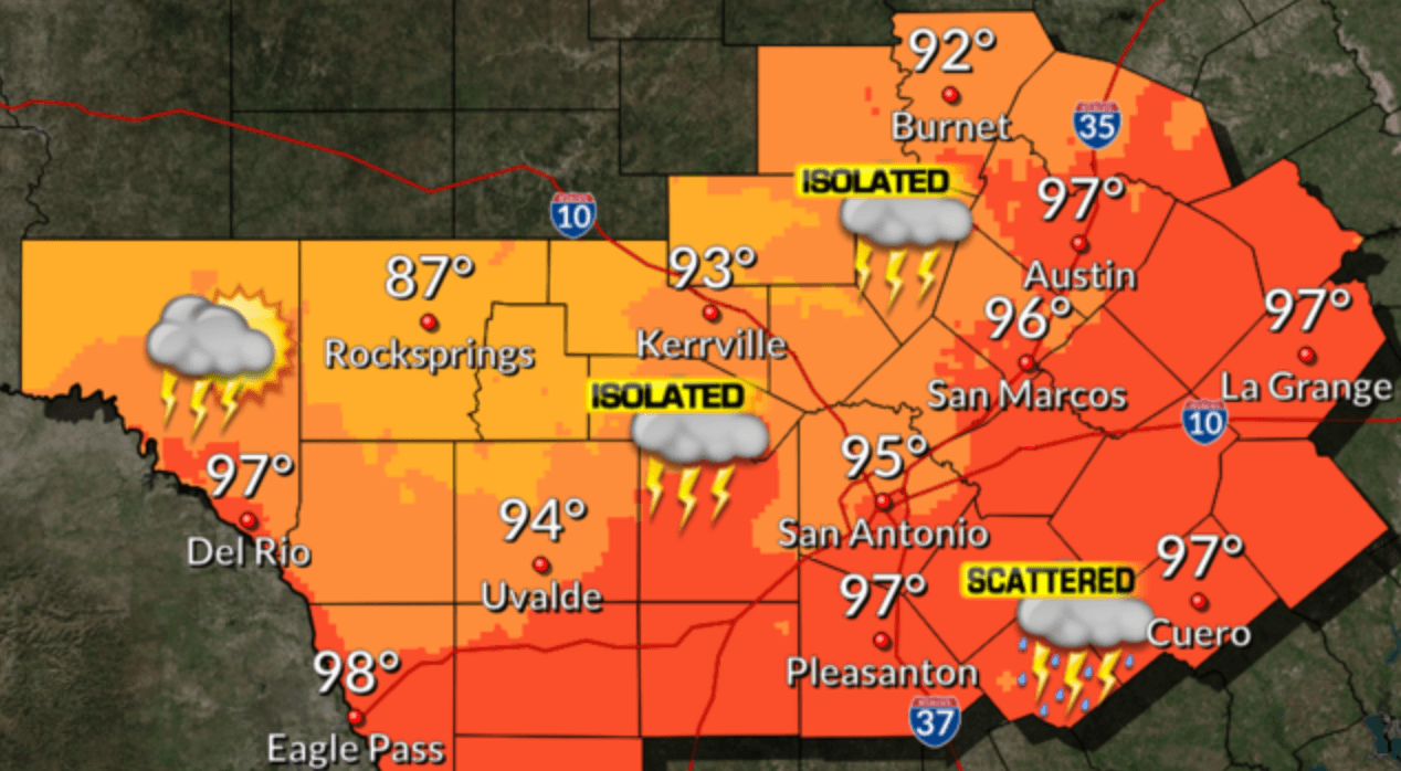 Aumenta a 40% la probabilidad de lluvias para el centro de Texas