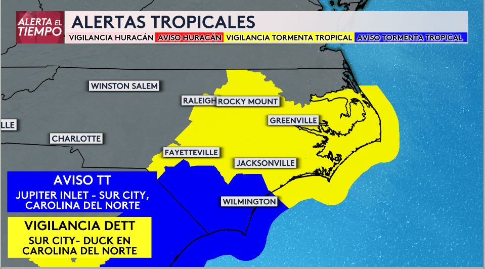 El centro del sistema se desplazará por el este de Carolina del Norte entre el lunes en la noche y el martes. Las condiciones comenzarán a deteriorarse en nuestra región al mediodía del lunes. Un aviso de tormenta tropical fue activado en Fayetteville, Raleigh, Rocky Mount, entre otras ciudades.