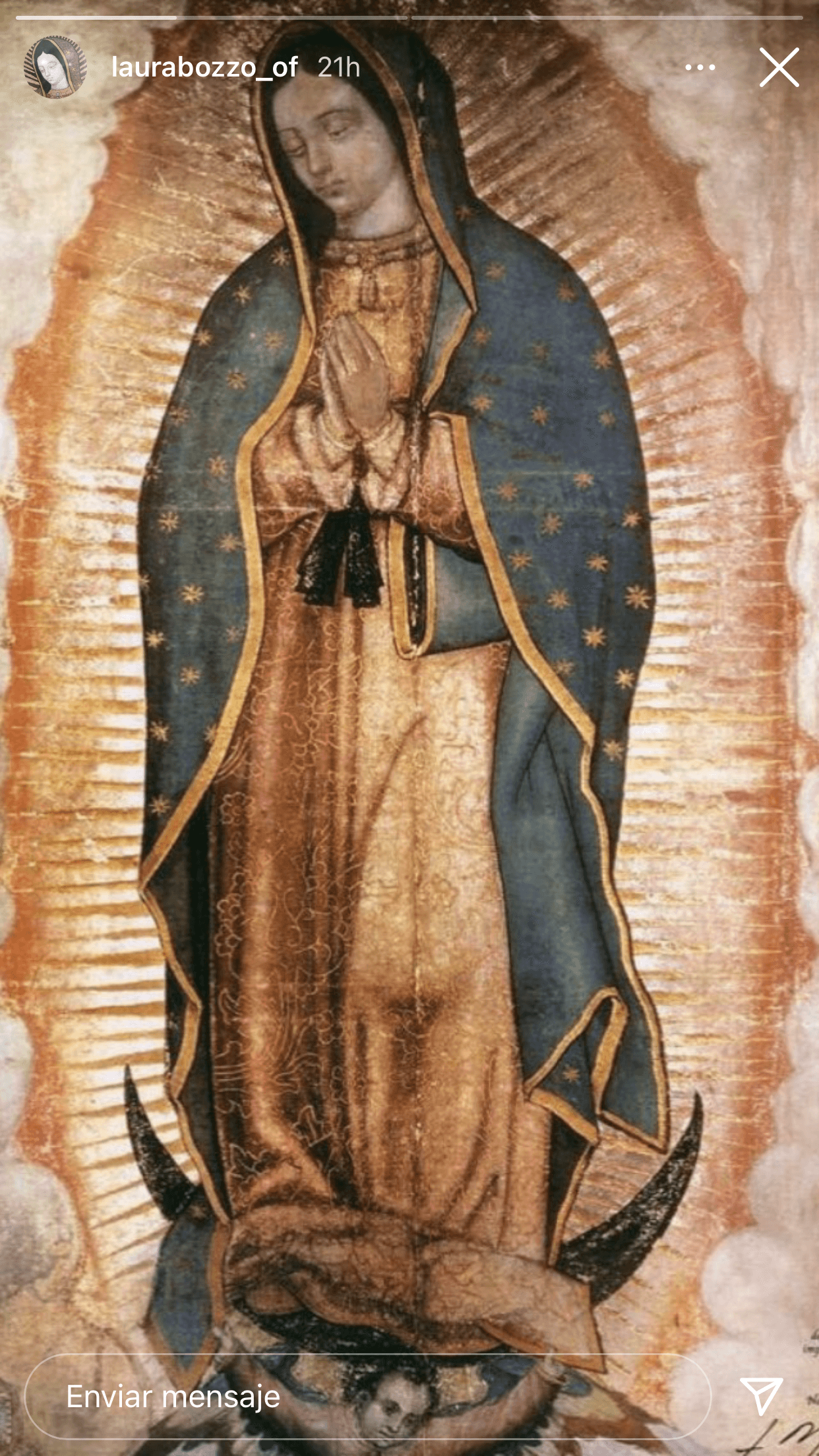 En Instagram también ha tenido actividad y en sus historias de Instagram volvió a publicar este lunes 15 una imagen de la Virgen de Guadalupe, misma que ahora tiene como avatar en esa misma red social y en Twitter desde el 9 de noviembre.
