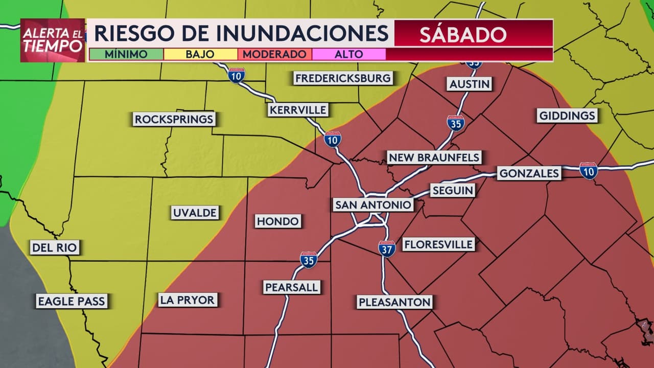 El sábado, el riesgo de inundaciones será más alto en San Antonio, pero más bajo para las ciudades de Eagle Pass y Del Rio.