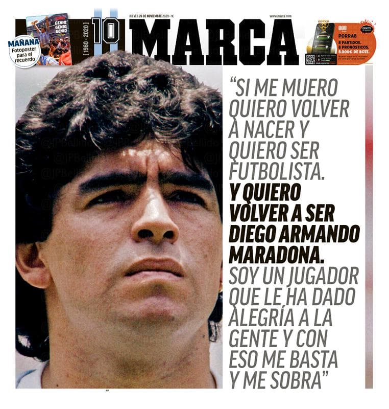 Así reaccionó la prensa mundial al fallecimiento de Maradona | El deceso de la leyenda argentina ocupó las portadas de los principales diarios alrededor del mundo.
