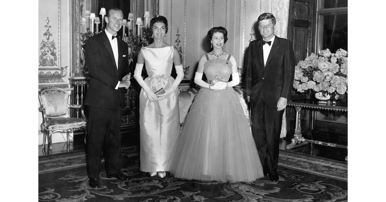 Reunión entre el príncipe Felipe, Jackie Kennedy, reina Isabel II y John F. Kennedy