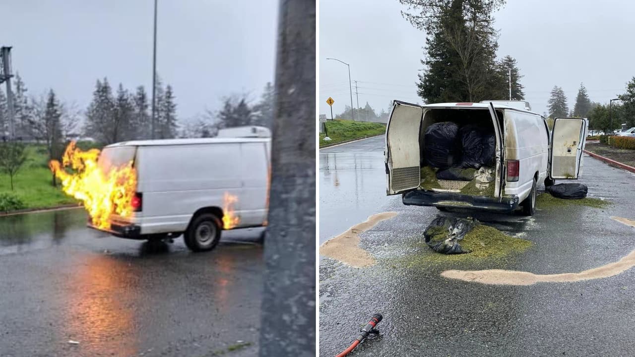 El Departamento de Bomberos y la Policía de Santa Rosa respondieron a los informes de una camioneta en llamas el martes a las 9:34 am.
<br>
<br>