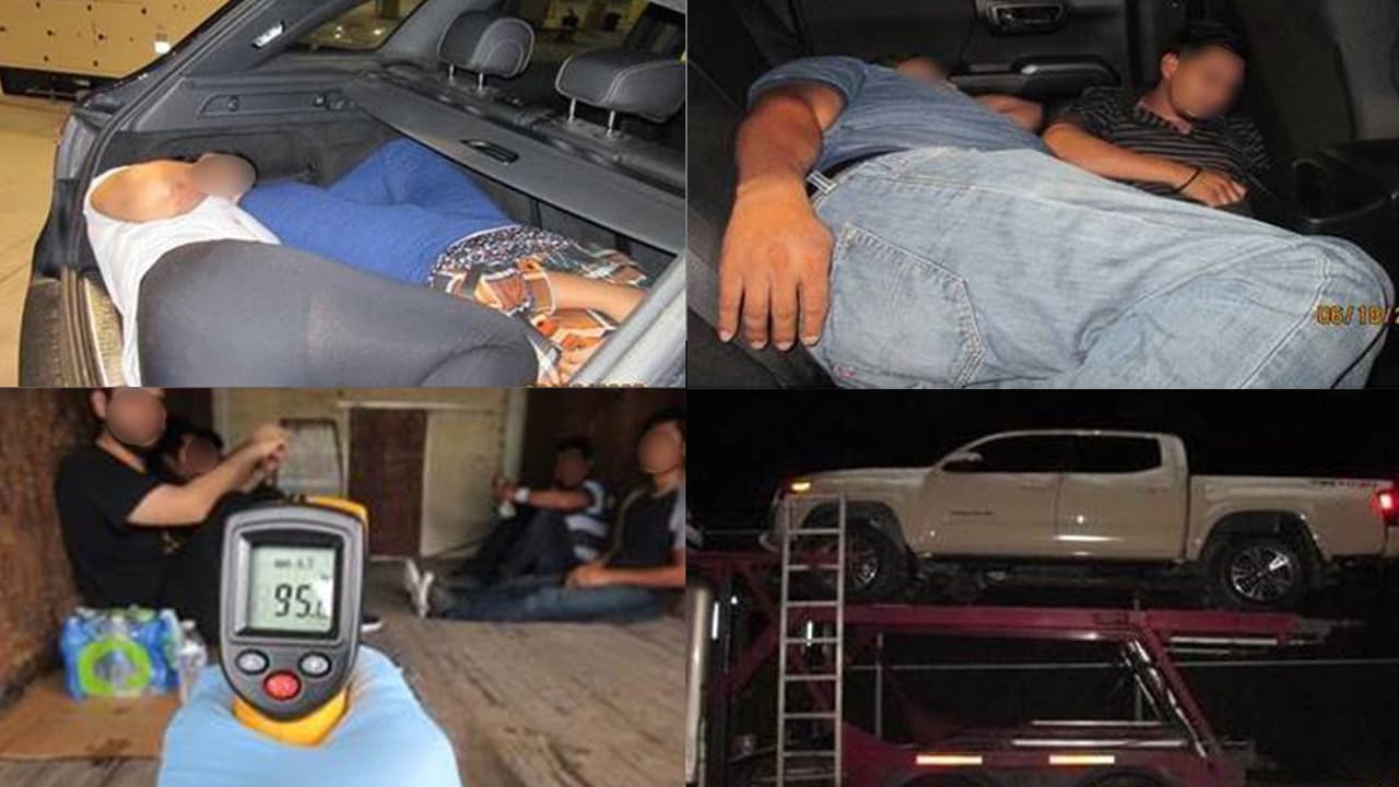 Descubren a varios indocumentados escondidos en vehículos en la frontera de México con Texas