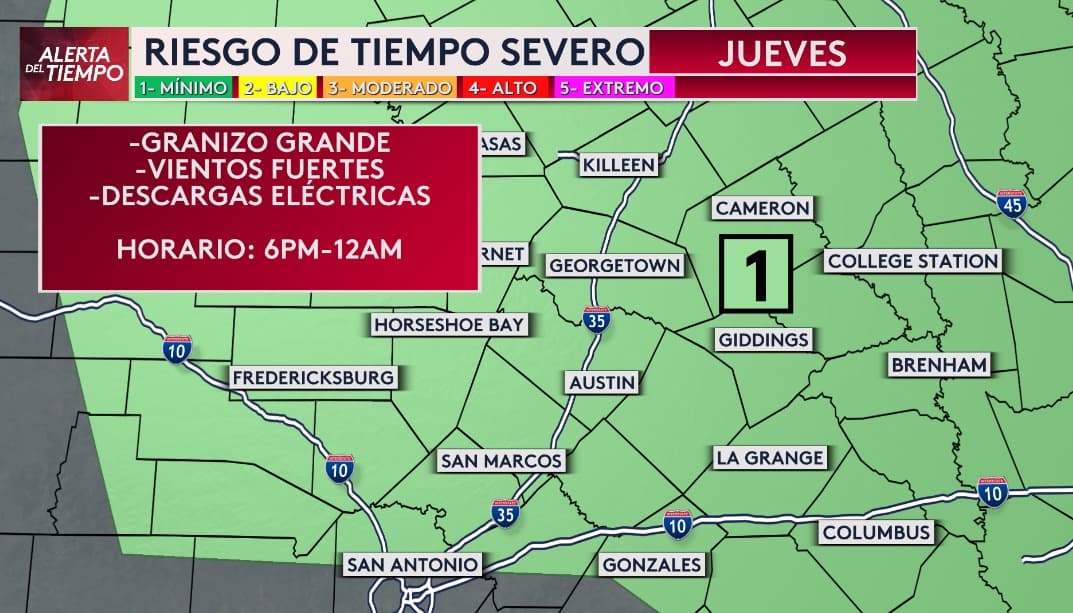 Riesgo de tiempo severo en la zona del centro de Texas: cuidado con las tormentas