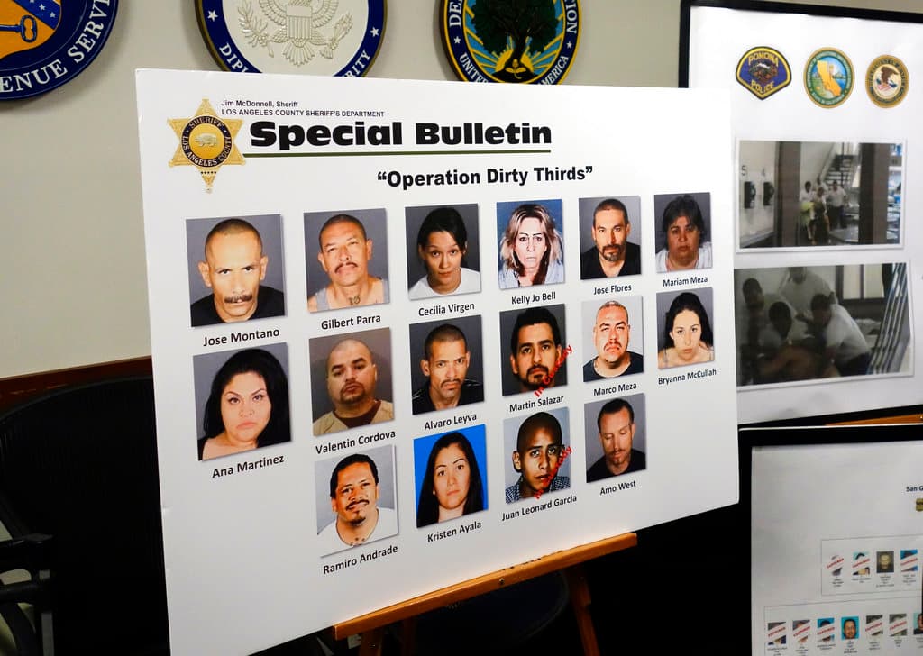 Miembros y asociados de la pandilla Mafia Mexicana detenidos en 2018 en el operativo ‘Dirty Thirds’ en California.
