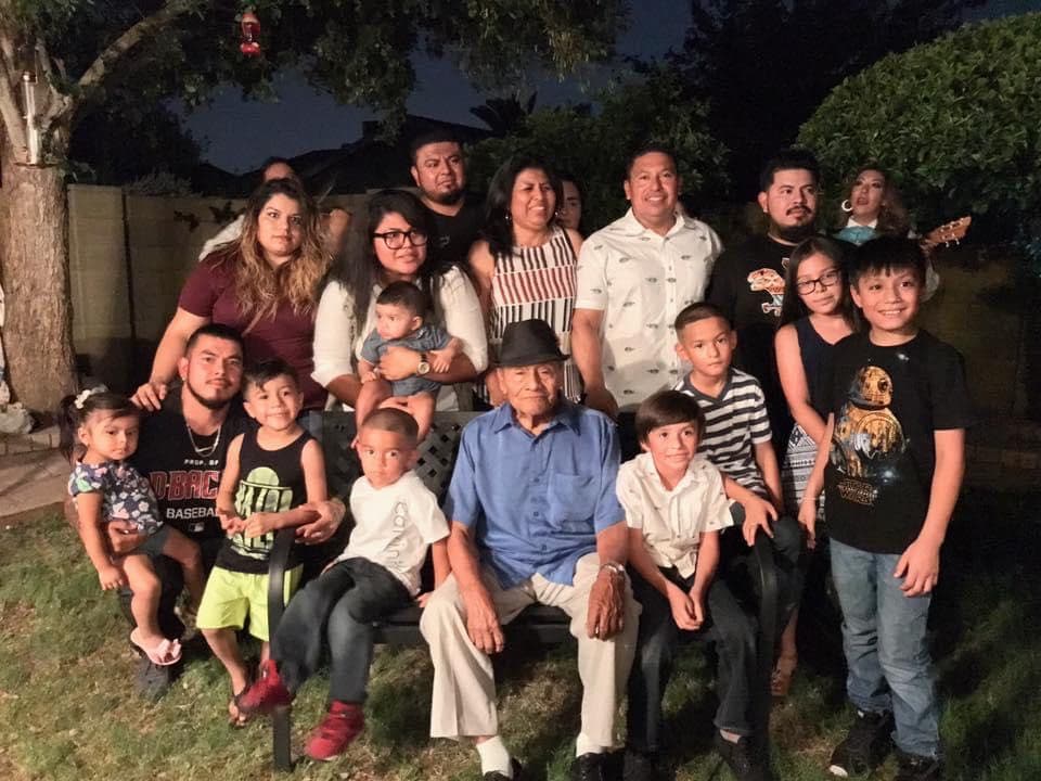 The family of Marta Vazquez, including her father, 95-year-old Desiderio Ramos (with hat), her husband, two sisters, four children and three grandchildren.