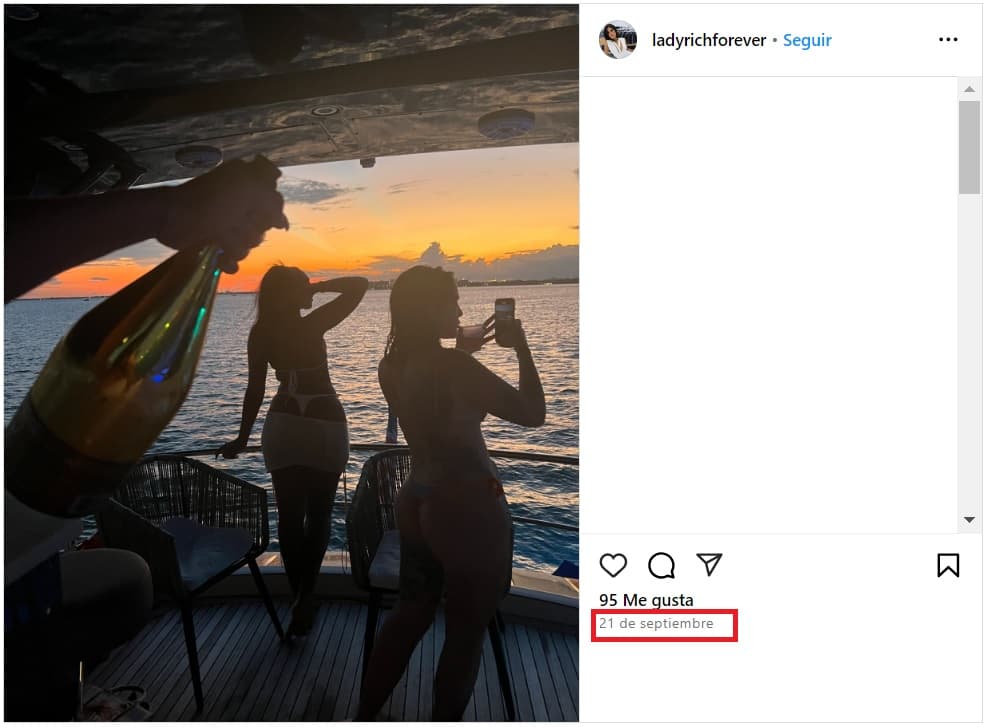 Esta sería la última foto de Adriana Vieira, quien habría estado a bordo de un yate.